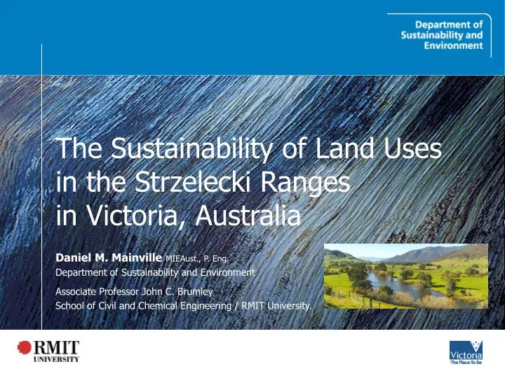the sustainability of land uses in the strzelecki ranges in victoria australia