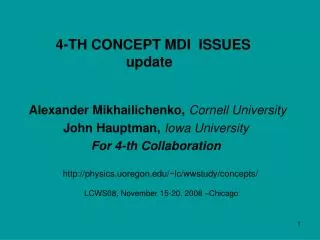 4-TH CONCEPT MDI ISSUES update