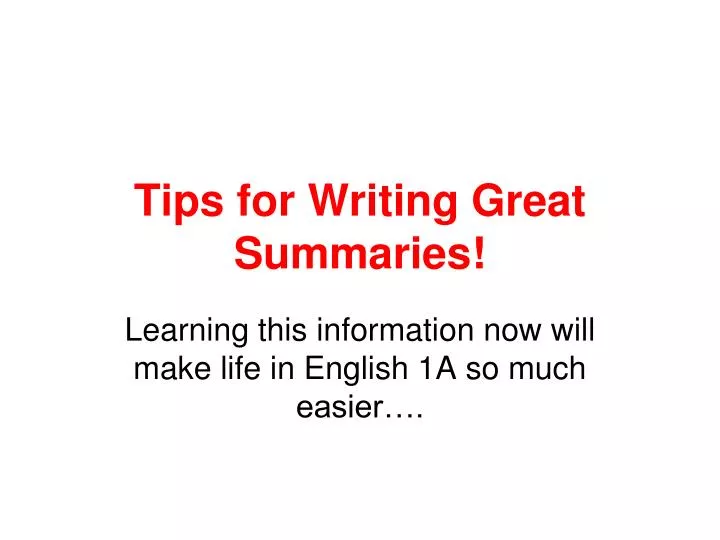 tips for writing great summaries