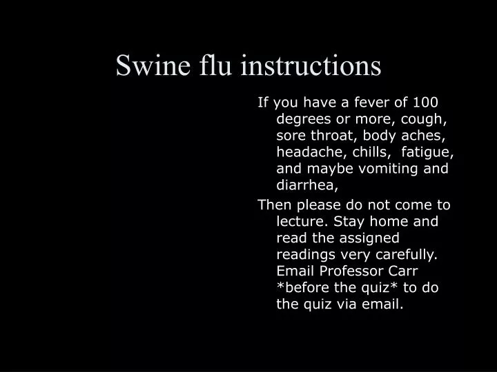 swine flu instructions