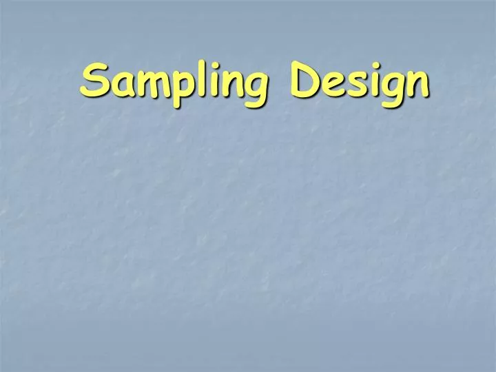 sampling design
