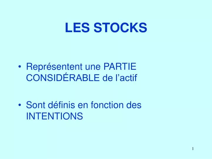 les stocks