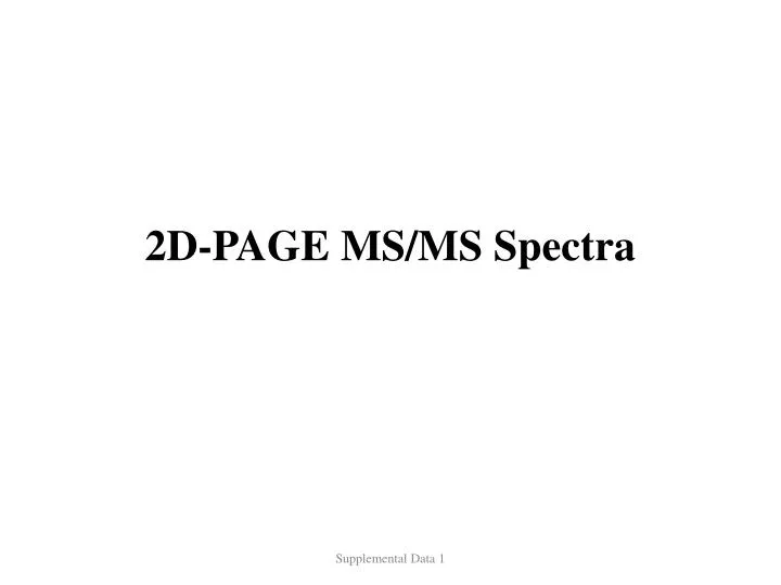 2d page ms ms spectra