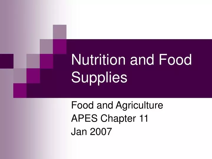 nutrition and food supplies