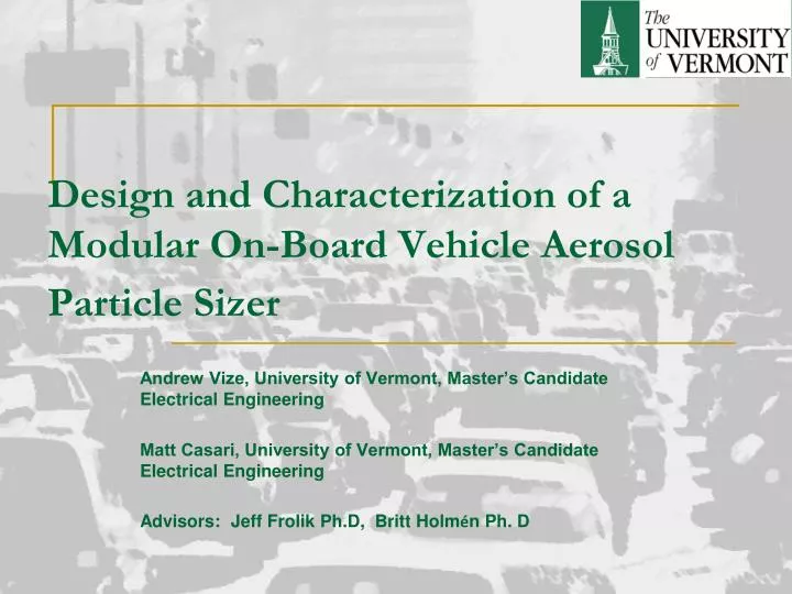 design and characterization of a modular on board vehicle aerosol particle sizer