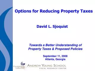Options for Reducing Property Taxes