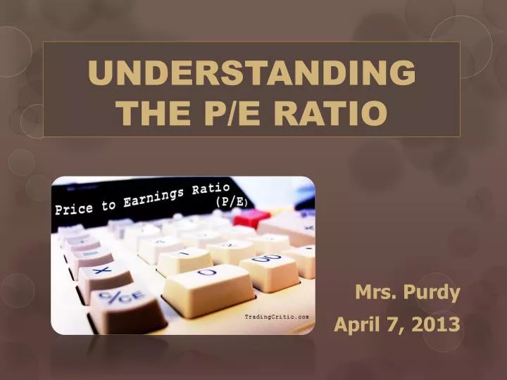 understanding the p e ratio
