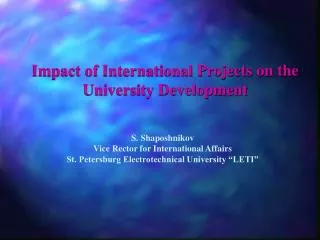 Impact of International Projects on the University Development