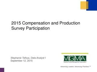 2015 Compensation and Production Survey Participation