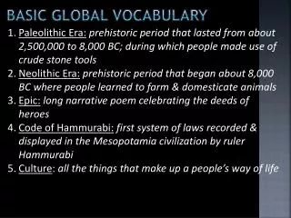 BASIC Global vocabulary