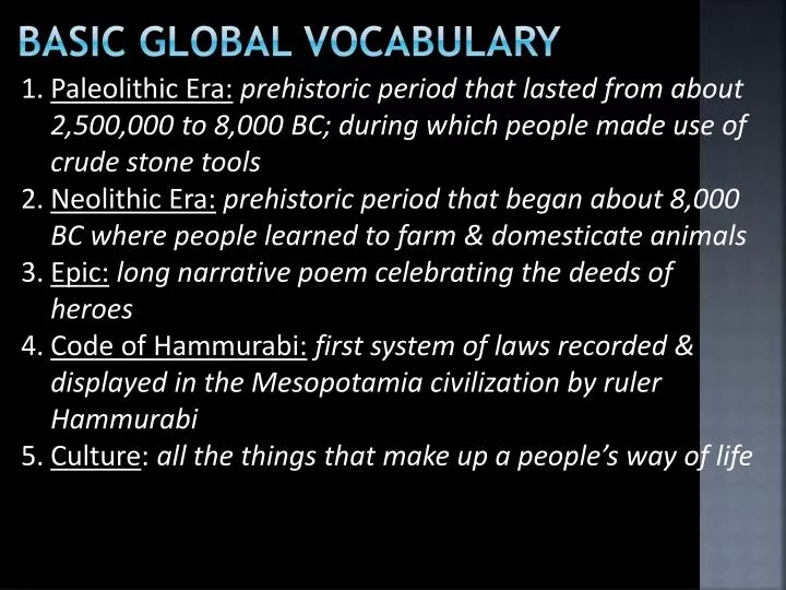 basic global vocabulary