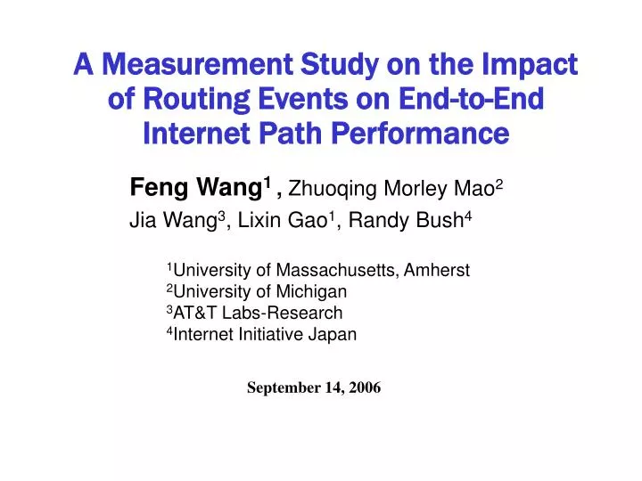 a measurement study on the impact of routing events on end to end internet path performance
