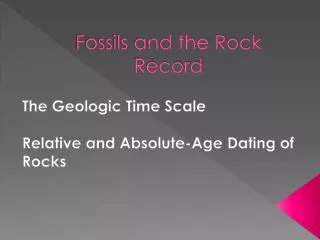 Fossils and the Rock Record