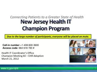 New Jersey Health IT Champion Program