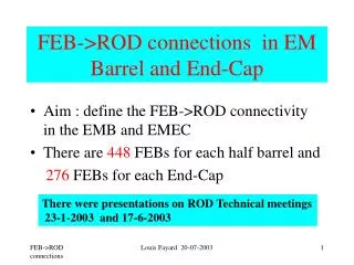 FEB-&gt;ROD connections in EM Barrel and End-Cap