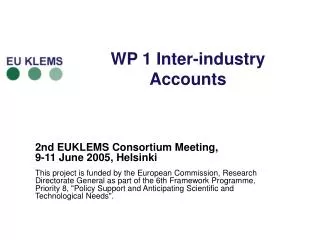 WP 1 Inter-industry Accounts
