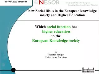 New Social Risks in the European knowledge society and Higher Education