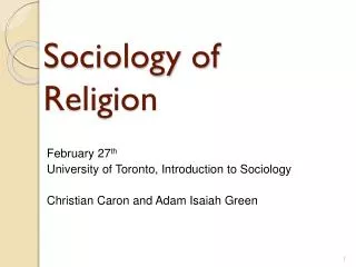 Sociology of Religion