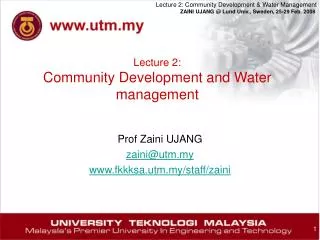 Lecture 2: Community Development and Water management