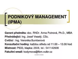podnikov management ipma