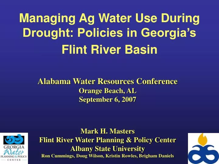 managing ag water use during drought policies in georgia s flint river basin