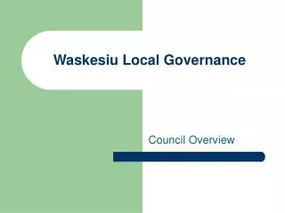 Waskesiu Local Governance