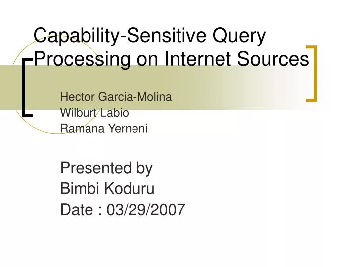 capability sensitive query processing on internet sources