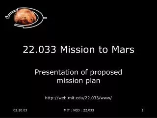 22.033 Mission to Mars