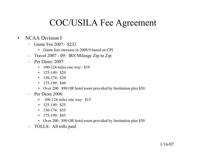 coc usila fee agreement