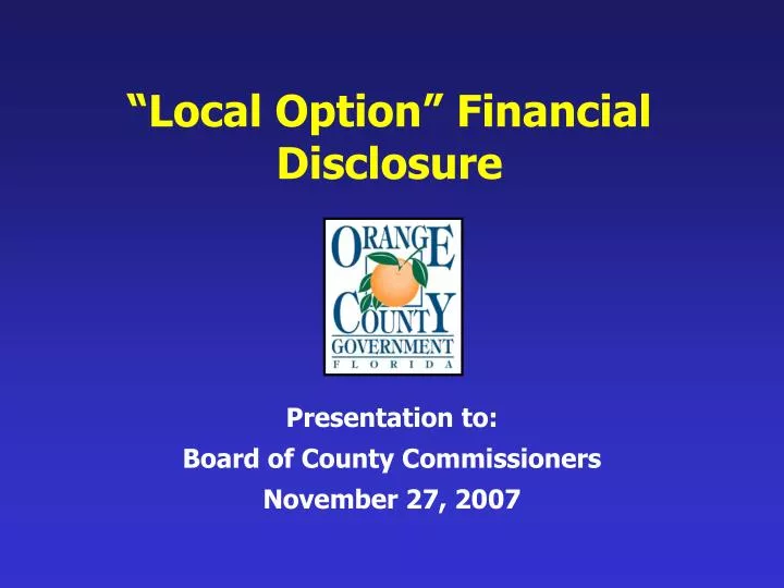 local option financial disclosure