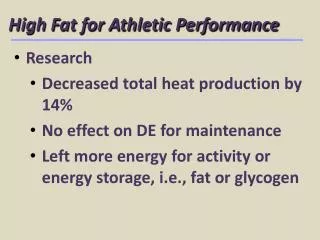High Fat for Athletic Performance