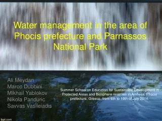 Water management in the area of Phocis prefecture and Parnassos National Park