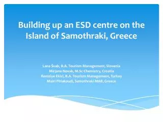 Building up an ESD centre on the Island of Samothraki, Greece