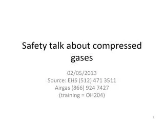 Safety talk about compressed gases