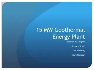 15 MW Geothermal Energy Plant