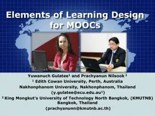 Elements of Learning Design for MOOCs