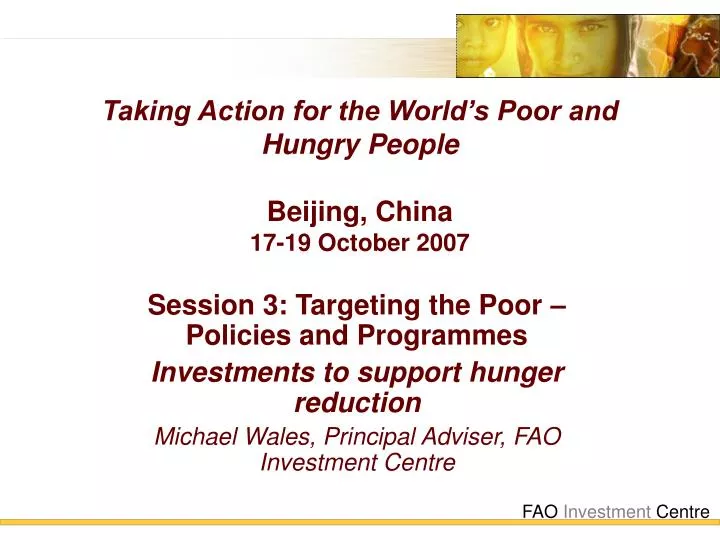 taking action for the world s poor and hungry people beijing china 17 19 october 2007