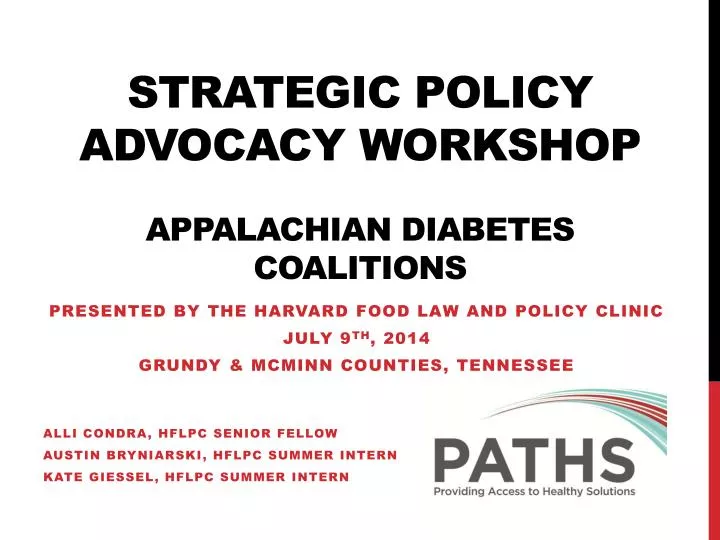 strategic policy advocacy workshop appalachian diabetes coalitions