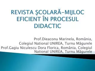 revista colar mijloc eficient n procesul didactic