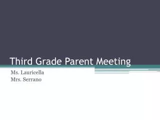 Third Grade Parent Meeting