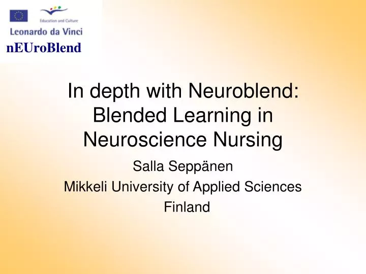 in depth with neuroblend blended learning in neuroscience nursing