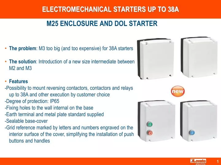 electromechanical starters up to 38a