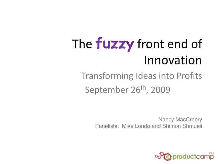 the fuzzy front end of innovation