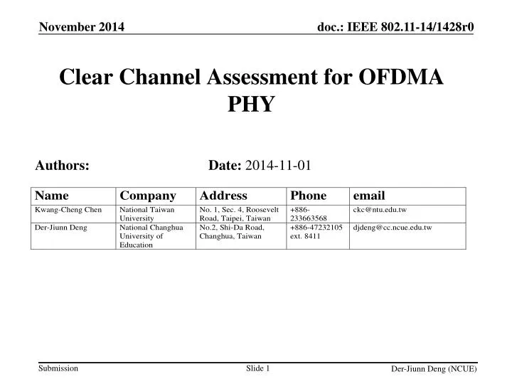 clear channel assessment for ofdma phy