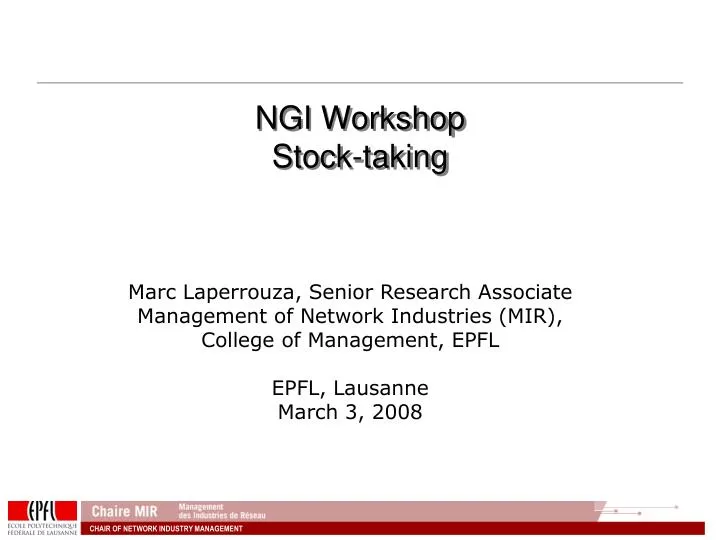 ngi workshop stock taking