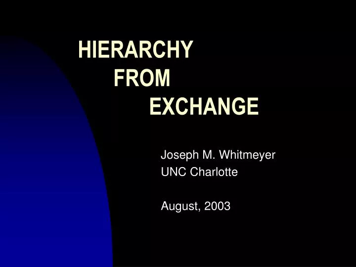 joseph m whitmeyer unc charlotte august 2003