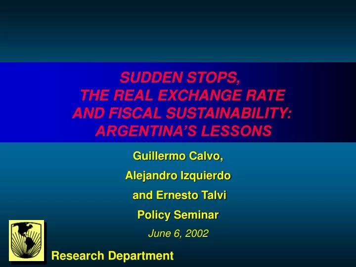 sudden stops the real exchange rate and fiscal sustainability argentina s lessons