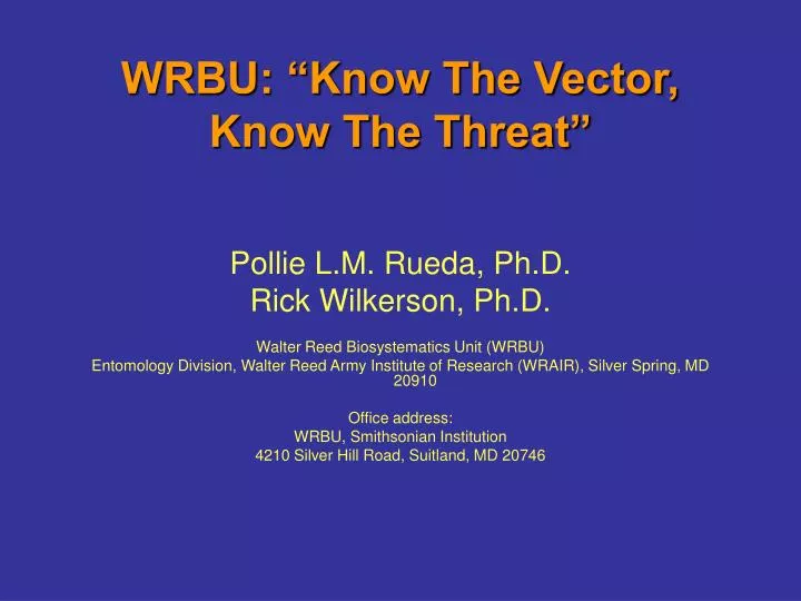 wrbu know the vector know the threat