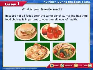 Nutrition During the Teen Years