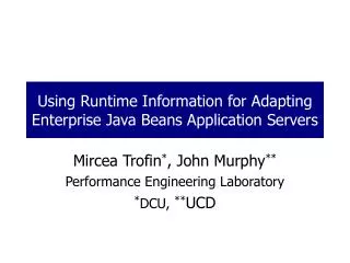 Using Runtime Information for Adapting Enterprise Java Beans Application Servers